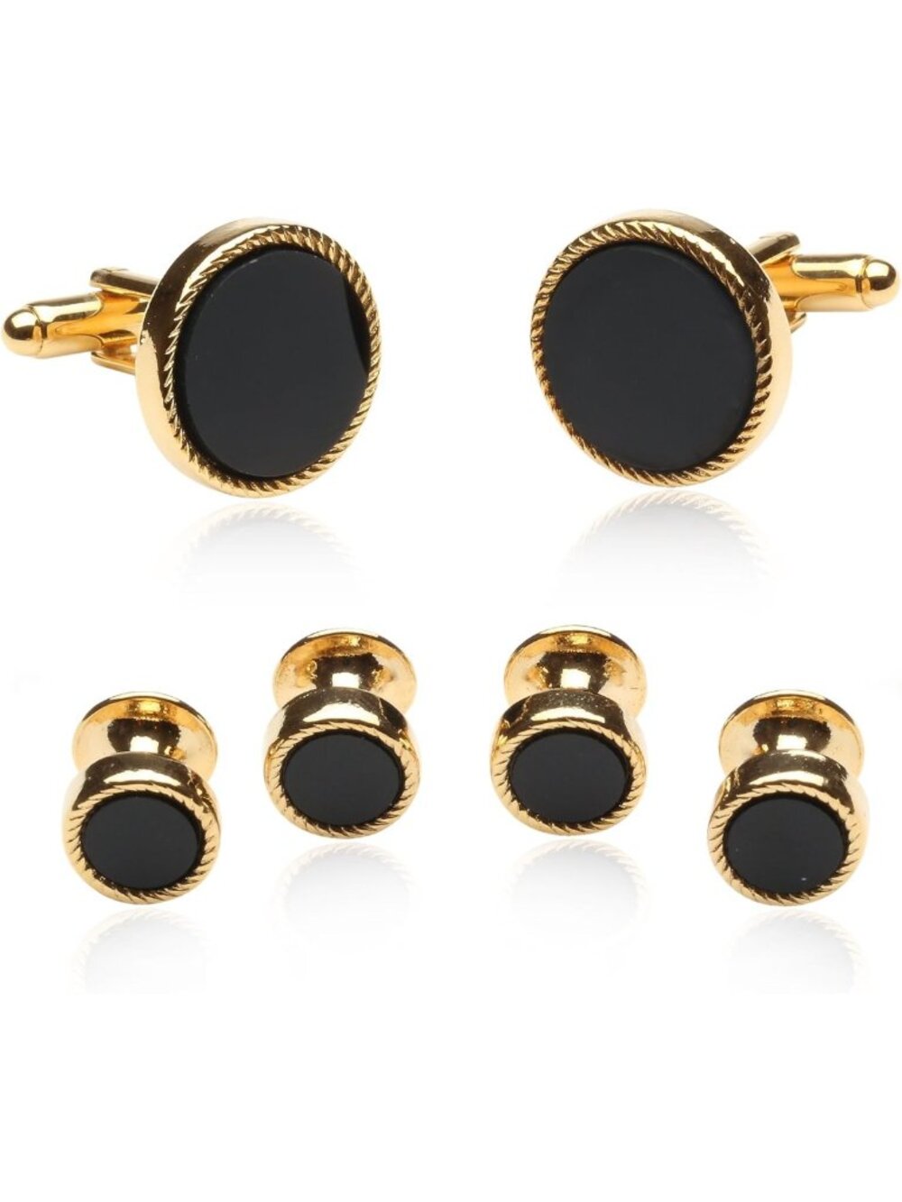 Unique Ribbed Tuxedo Cufflinks & Studs Set for Men - Formal Wedding & Business